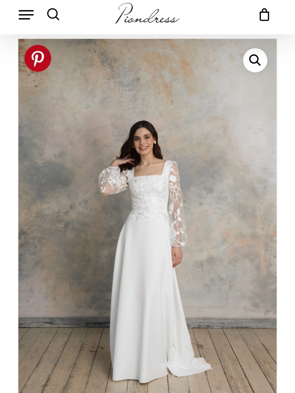 Elegant White Lace-Sleeve Wedding Dress